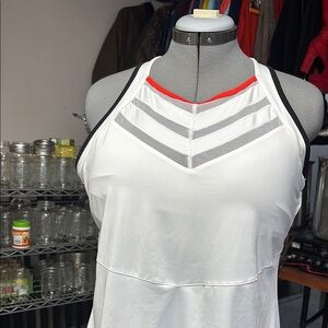 White Athletic Tank Top with Mesh Detail